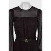 Mesh dress with belt in print
