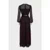 Mesh dress with belt in print