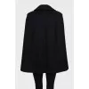 Double-breasted wool cape