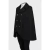 Double-breasted wool cape