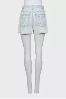 Blue shorts with brand logo