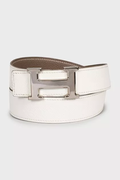 White leather belt