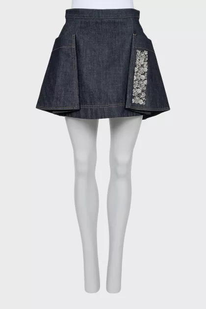 Denim skirt with rhinestones