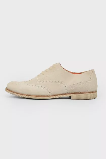 Beige suede brogs