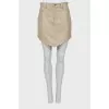 Beige leather skirt