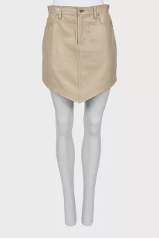 Beige leather skirt