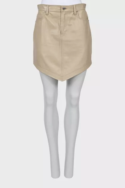 Beige leather skirt