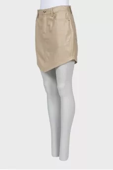 Beige leather skirt