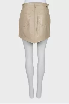Beige leather skirt