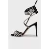 Lace-up sandals decorated with rhinestones