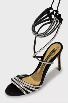 Lace-up sandals decorated with rhinestones