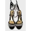 Lace-up sandals decorated with rhinestones