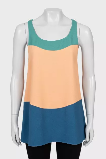 Three-color loose fit tank top