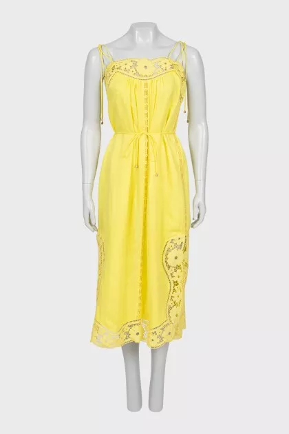 Linen dress with lace