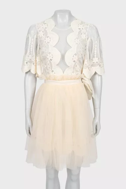 Semi-transparent dress with a tutu skirt