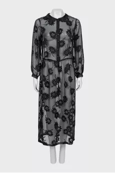 Transparent dress with buttons