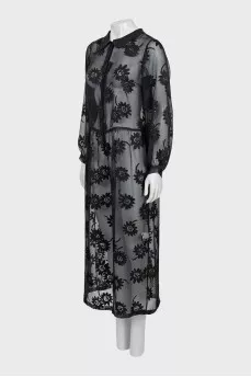 Transparent dress with buttons