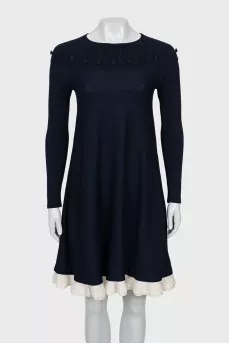 Wool dress decorated with frills