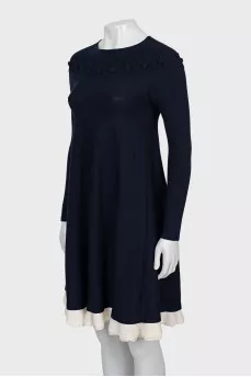 Wool dress decorated with frills