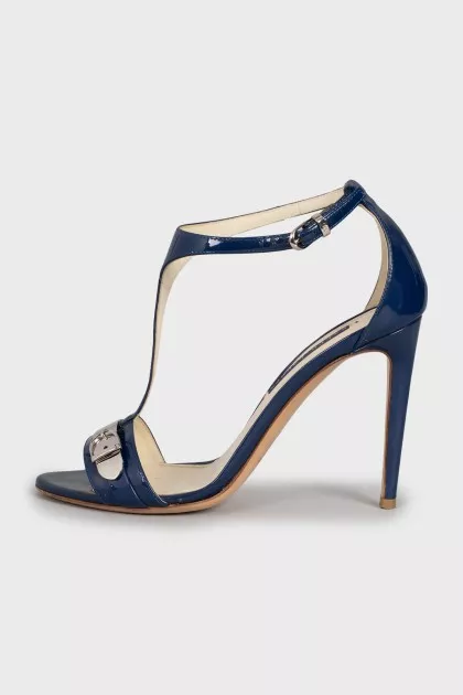 Blue leather sandals