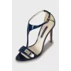 Blue leather sandals