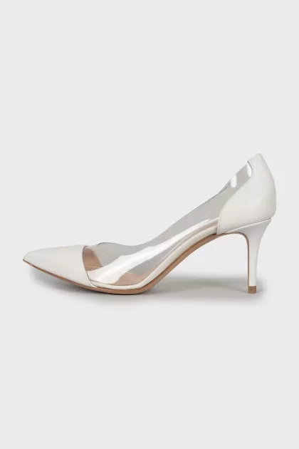 Leather shoes with transparent inserts