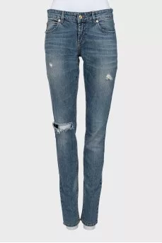 Blue ripped jeans