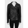 Leather jacket with zipper