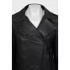 Leather jacket with zipper