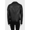 Leather jacket with zipper