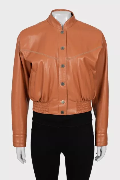 Brown bomber jacket with buttons