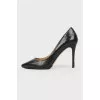 Black reptile leather shoes
