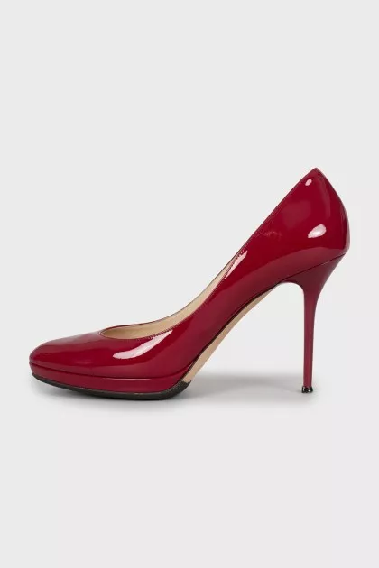 Red leather stiletto heels