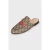Canvas mules with signature print