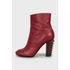Leather ankle boots with studded heels