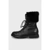 Leather boots with fur upper