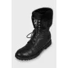 Leather boots with fur upper