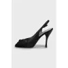 Black stiletto heeled sandals
