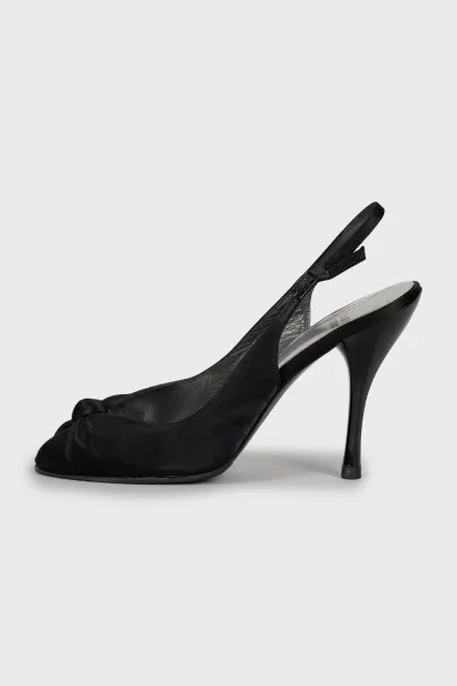Black stiletto heeled sandals