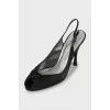 Black stiletto heeled sandals