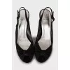 Black stiletto heeled sandals