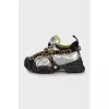 Leather sneakers decorated with crystals