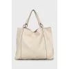 Leather bag with carabiner clasp