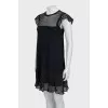 Straight dress with knitted top