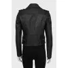 Leather jacket with zip fastening