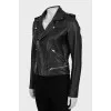 Leather jacket with zip fastening