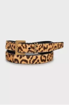 Animal print pony skin belt