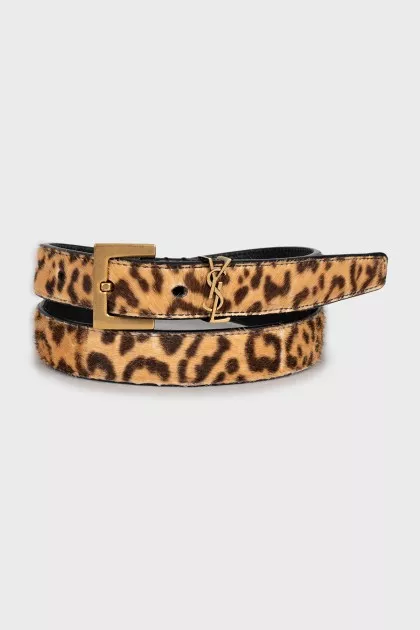 Animal print pony skin belt