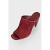 Suede mules with heels