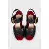 Leather and velvet sandals